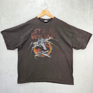 Vtg Star Wars X Wing Starfighter Shirt Mens XXL Brown Movie Tee Y2K